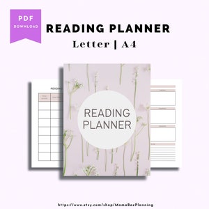 Reading Planner, Reading Tracker Printable, Reading Log, Reading Journal, Reading List  PDF Download