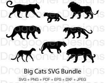 Big Cats SVG Bundle, Big Cats Bundle, Big Cats Silhouette, Big Cats Files for Cricut, Big Cats Bundle EPS, Animal SVG bundle