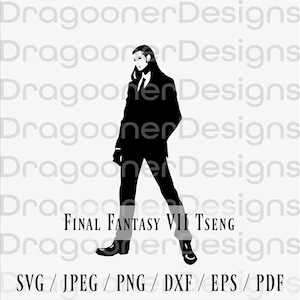 ファイナルファンタジー VII ツェン SVG、ファイナルファンタジー クリップアート SVG、ファイナルファンタジー SVG、FFvii ファイル、FFVII SVG、ff svg、シルエット カット ファイル