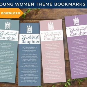 Young Women LDS Theme Bookmark, YW thème téléchargement numérique imprimable, impression DIY, Scripture Bookmarks, yw thème 2022 imprimable