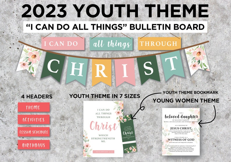 2023 LDS YW and Youth Theme Bulletin Board Kit I Can Do All Etsy Canada