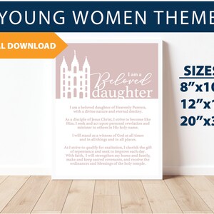 Young Women&#39;s Theme LDS Printable, Digital Download, YW Theme, LDS Art