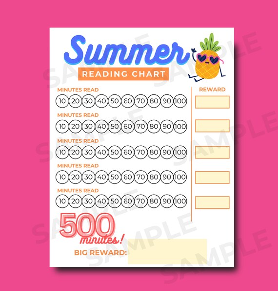Summer Reading Chart, Reading Reward Chart, Reading Log for Kids, Kids Reading Chart, Kids Reading Tracker