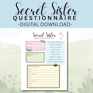 Girls Camp Secret Sister - LDS Girls Camp - Young Womens Camp - Secret Sister Questionnaire - Girls Camp 2025 - YW Camp - LDS yw