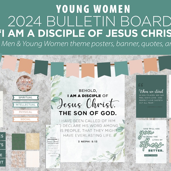 Kit du tableau d'affichage des Jeunes Filles, Thème Jeunesse 2024 SDJ, Thème Jeunes Filles SDJ 2024, Je suis disciple de Jésus-Christ, 3 Néphi 5:13