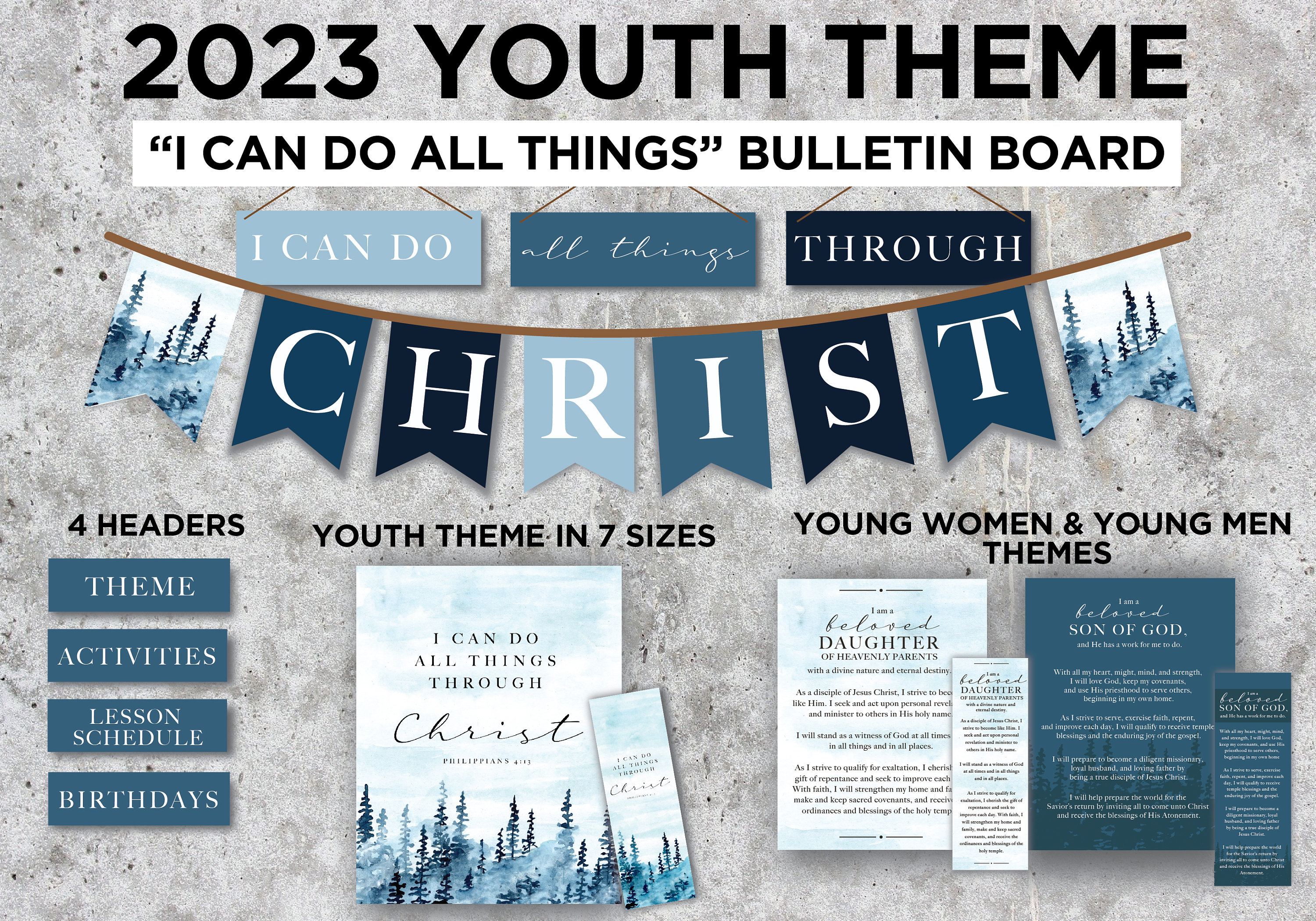 2023 LDS YW and Youth Theme Bulletin Board Kit I Can Do All Etsy