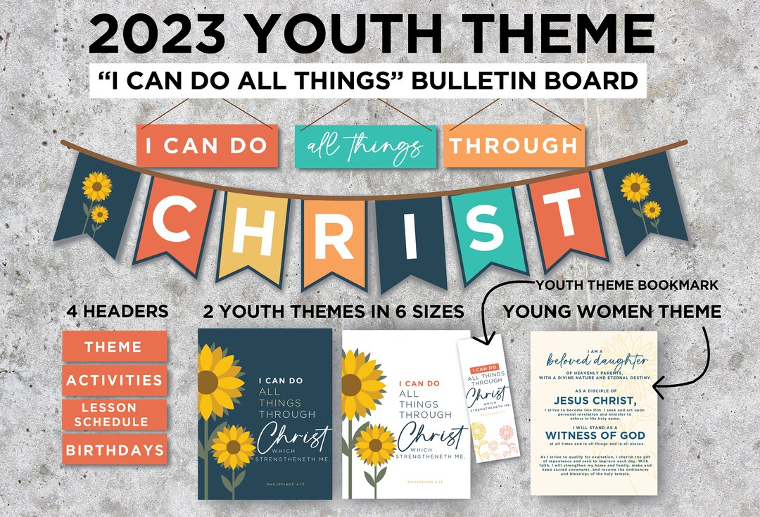 2023 LDS YW and Youth Theme Bulletin Board Kit I Can Do All Etsy