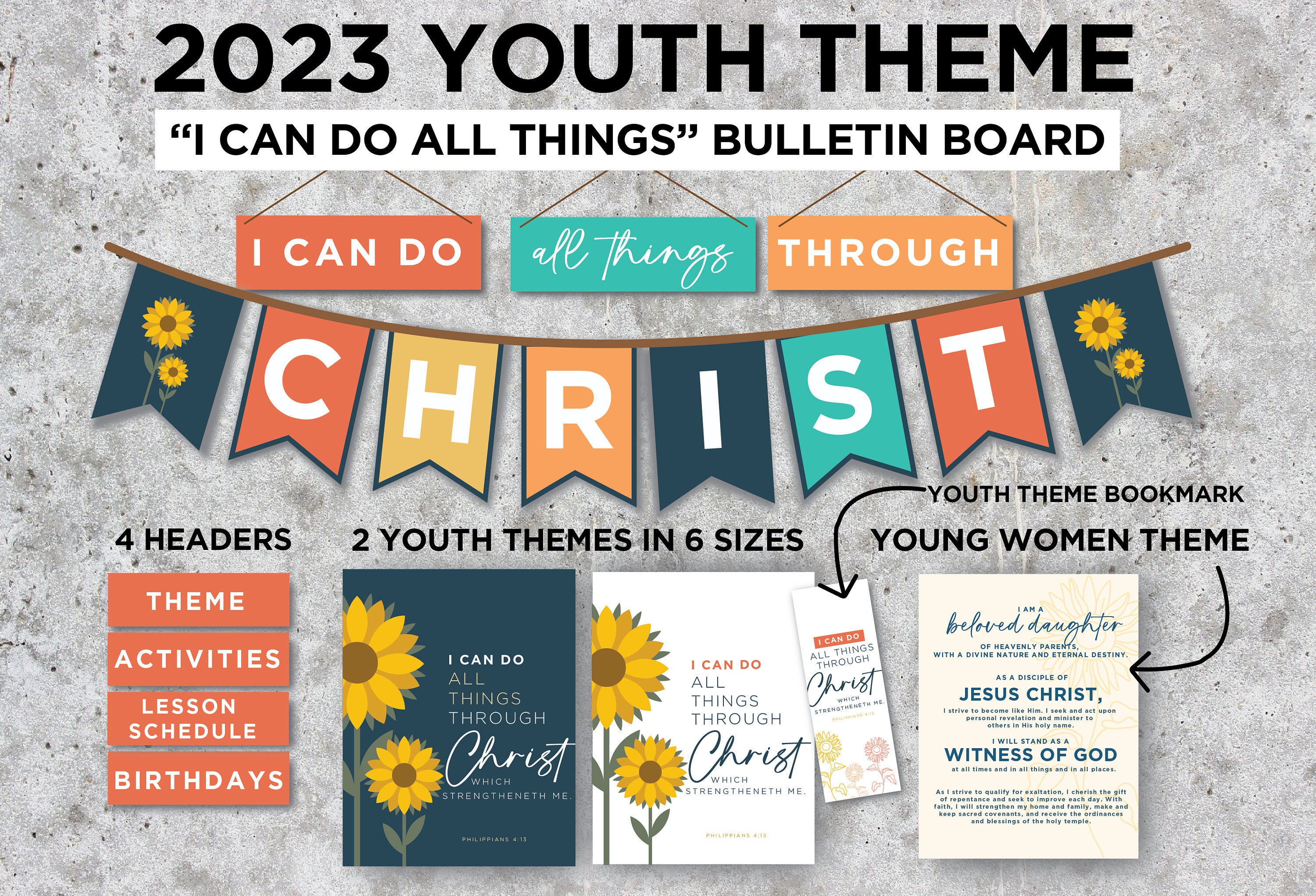 2023-lds-yw-and-youth-theme-bulletin-board-kit-i-can-do-all-etsy