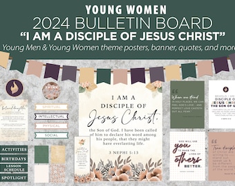 Kit du tableau d'affichage des Jeunes Filles, Thème Jeunesse 2024 SDJ, Thème Jeunes Filles SDJ 2024, Je suis disciple de Jésus-Christ, 3 Néphi 5:13