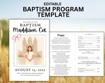 Programa de bautismo SUD Programa de bautismo de niñas Bautismo SUD Programa de bautismo de niñas SUD Programa de bautismo personalizable