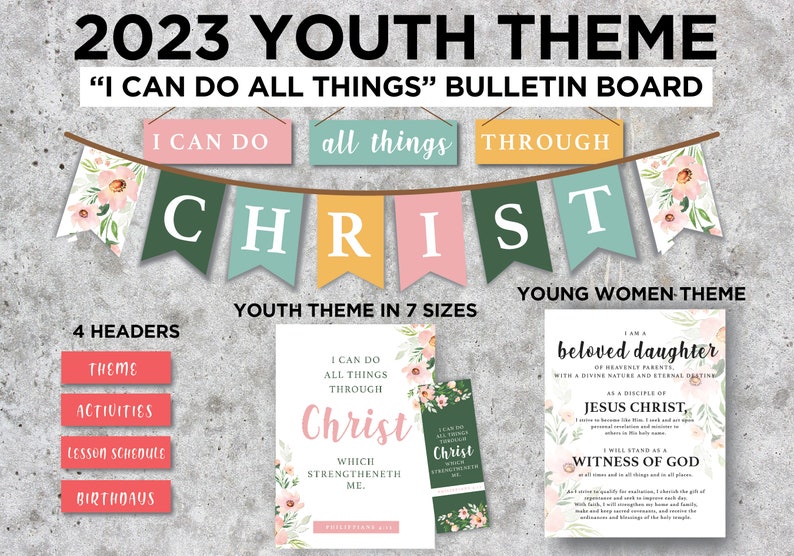 2023 LDS YW and Youth Theme Bulletin Board Kit I Can Do All Etsy