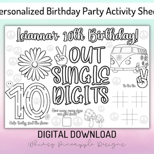 Personalized Groovy Birthday Placemat: Retro Word Search (PDF Print)