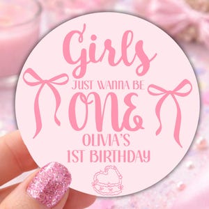 20 Geburtstags-Aufkleber, rosa Schleife für Gastgeschenke