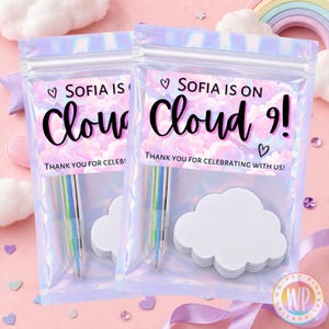 Cloud Nine Birthday Party Favors, Cloud Sticky Notes with Pen, Pastel Kids Gifts