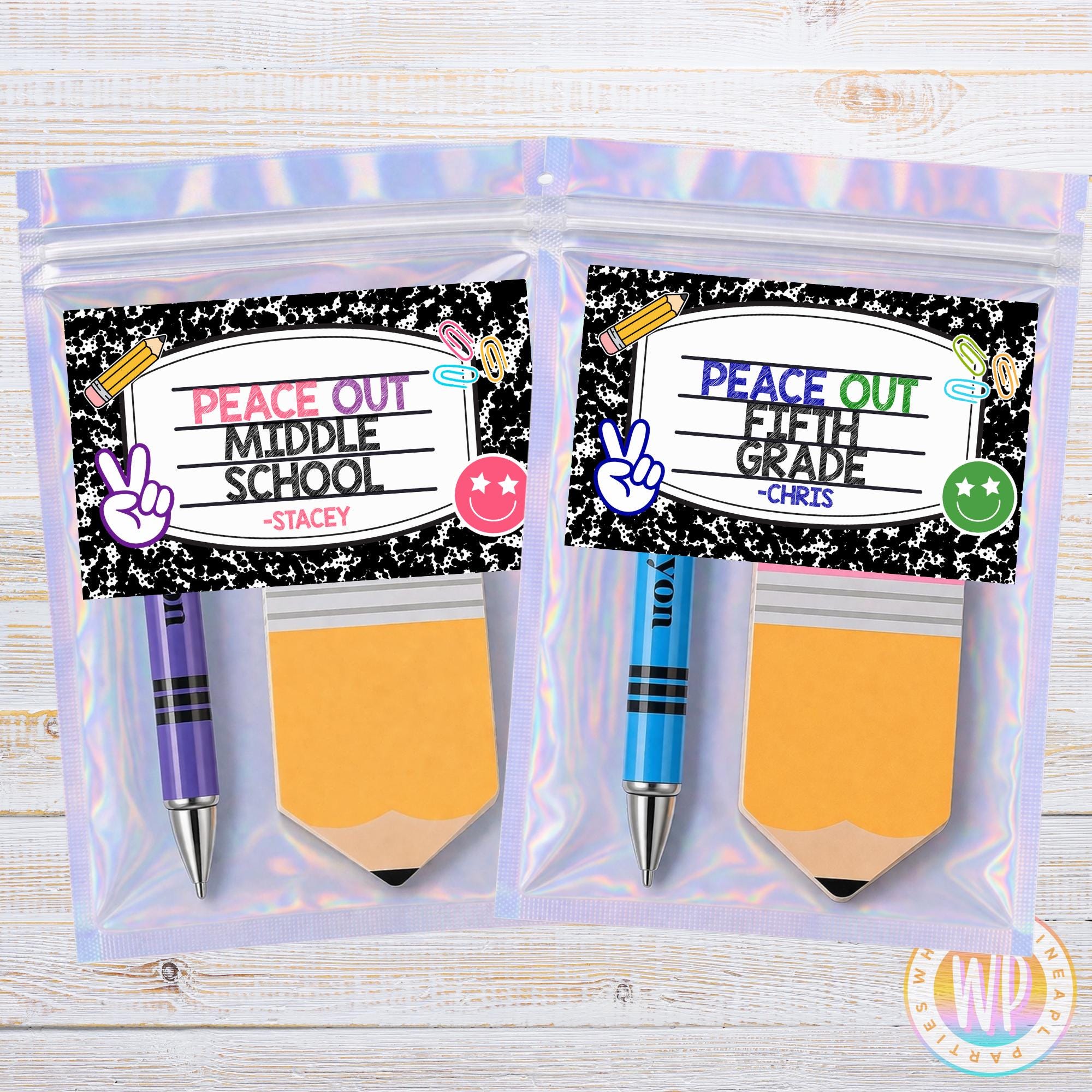 Peace Sticky Notes Peace Out Last Day of School Favors, Pencil Sticky Notes, Pen Set - Etsy