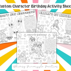 Custom Character Party Placemat: Personalized Birthday Activity PDF Print