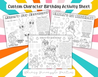 Custom Character Party Placemat: Personalized Birthday Activity PDF Print
