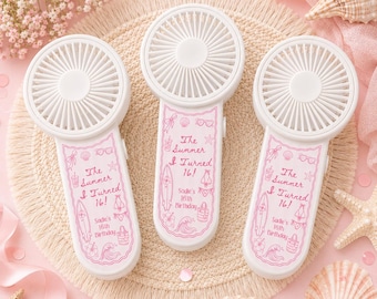 The Summer I Turned Mini Fan Party Favors Personalized Beach Birthday Pink Fans