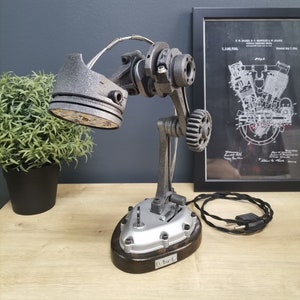 Industrial style metal look mechanical piston desk lamp desk lamp mens gift engineer gift mechanical gift engineering gift lighting decor