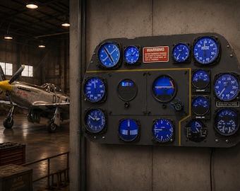 P-51 Mustang Cockpit Panel | 1:1 Scale Illuminated P51 WW2 Aircraft Decor