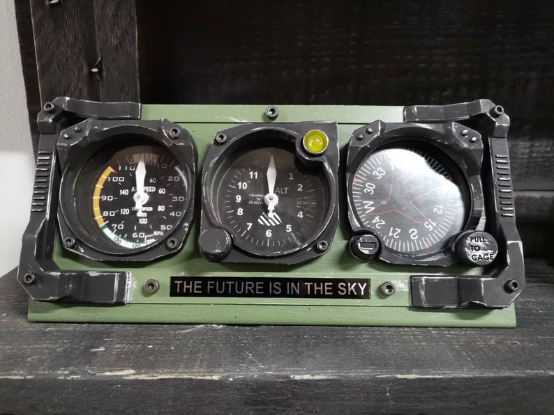 Industrial Aircraft Style Desk Clock Airspeed Altimeter Etsy