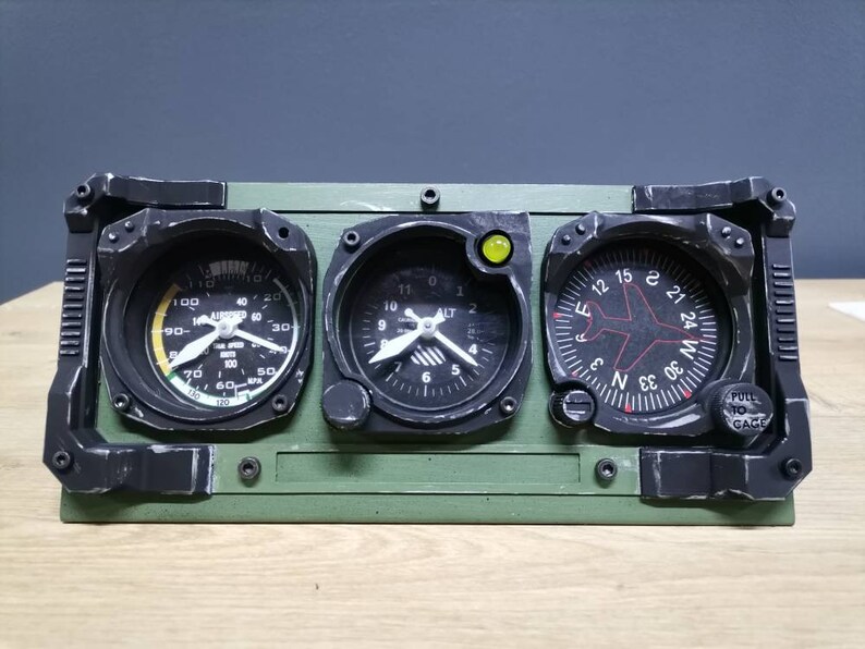 Industrial Aircraft Style Desk Clock Airspeed Altimeter Etsy