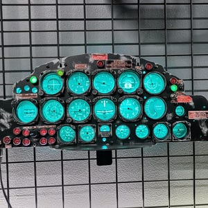 Handmade 1:1.5 Scale T33 Aircraft Instrument Panel - RGB Illuminated Decor | Unique Aviation Gift for Enthusiasts!