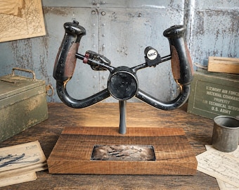 P-38 Lightning Control Yoke Replica | Full Scale Aviation Collectible, Walnut Base