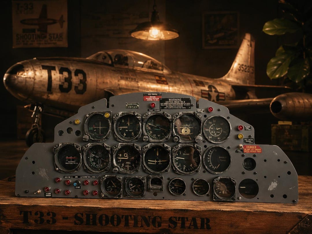 T33 Shooting Star Cockpit Panel | Aviation Decor | Aircraft Wall