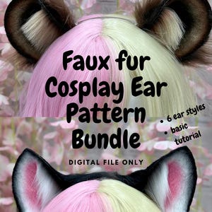 Cosplay Ear Pattern Bundle Cat Ear pattern faux fur costume ear patterns DIY cat ears cow ear pattern fox ear pattern