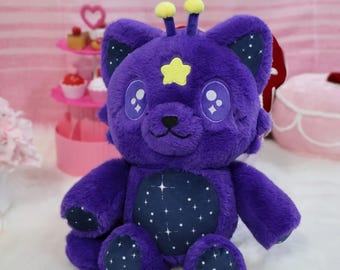 Paarse Alien Cat Pluche Soft Kawaii Space Plushie Kawaii Invaders knuffeldier speelgoed