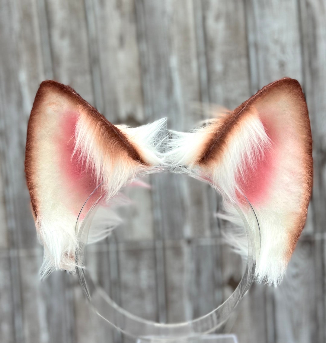 Realistic Dog Ear Headband Cosplay Faux Fur Brown Dog Ear Furry Animal