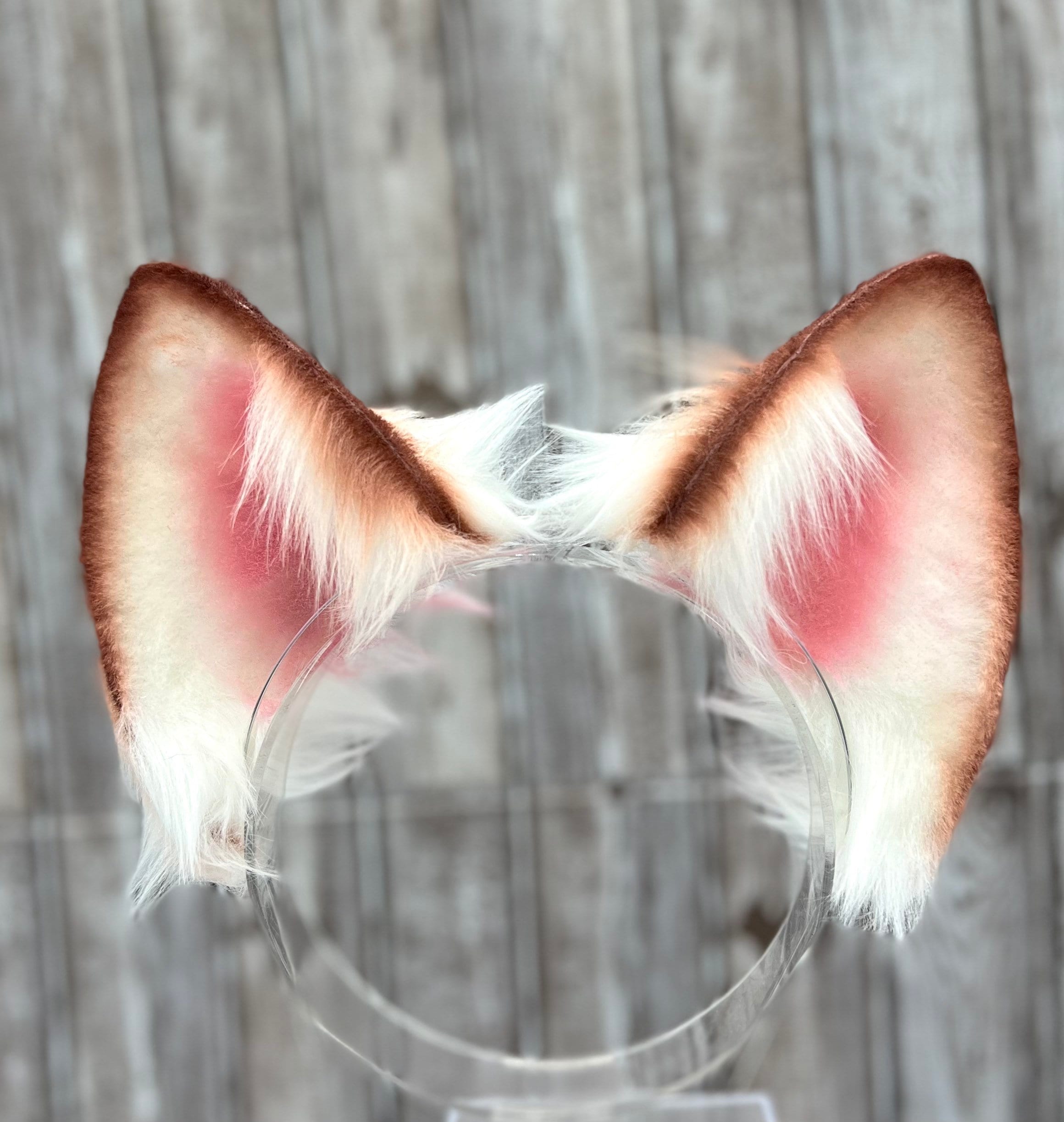 Realistic Dog Ear Headband Cosplay Faux Fur Brown Dog Ear Furry Animal Ear for Adults Halloween