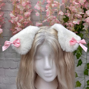 Bandeau mignon d'oreille de chiot de disquette Bandeau d'oreille de chien de disquette avec des arcs