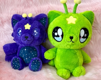Kemonokinz Kawaii Invaders Plüsch Alien Katze Puppe Stofftier, Minky Stoff Geschenk