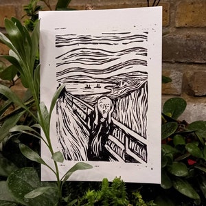 The Scream Linocut print