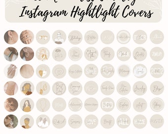 60 Minimalist Jewelry Instagram Highlight Covers Neutral | Aesthetic Instagram Highlight Icons Business | Instagram Story Highlights Canva