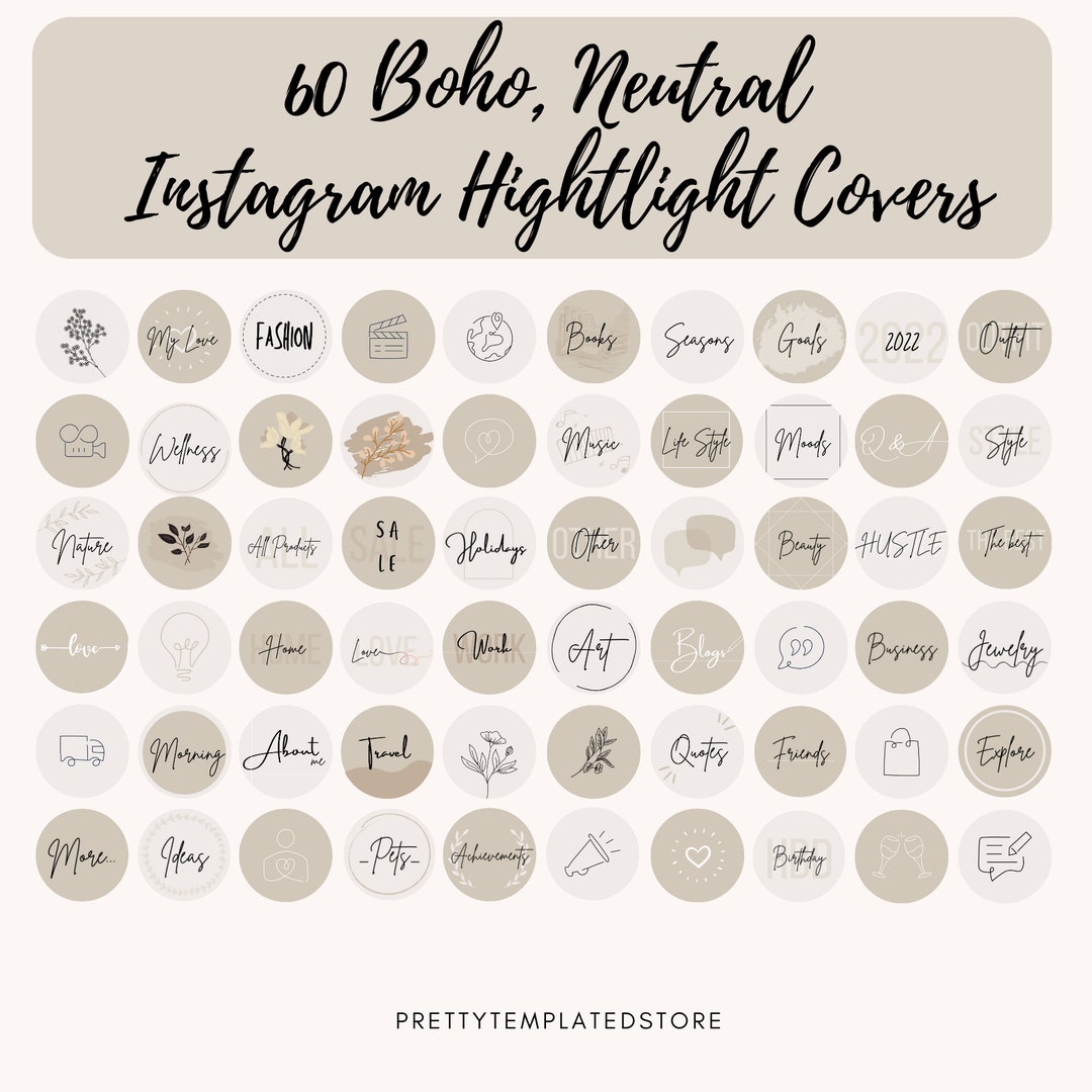 60 Boho Neutral Instagram Highlight Covers Minimal Beige - Etsy