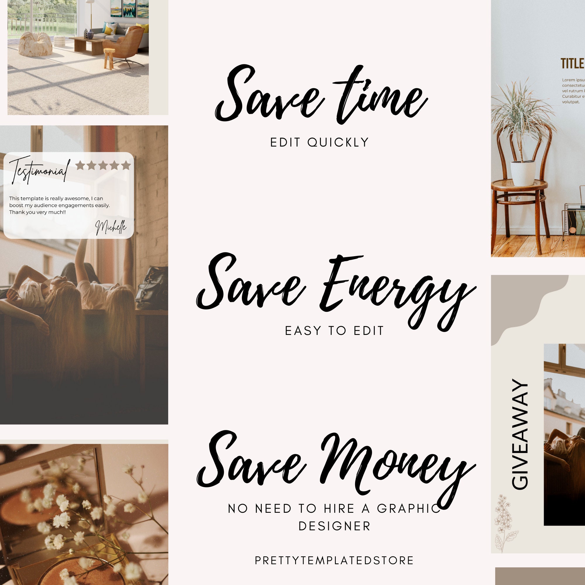 50 Neutral Boho Instagram Story Template for Business - Etsy