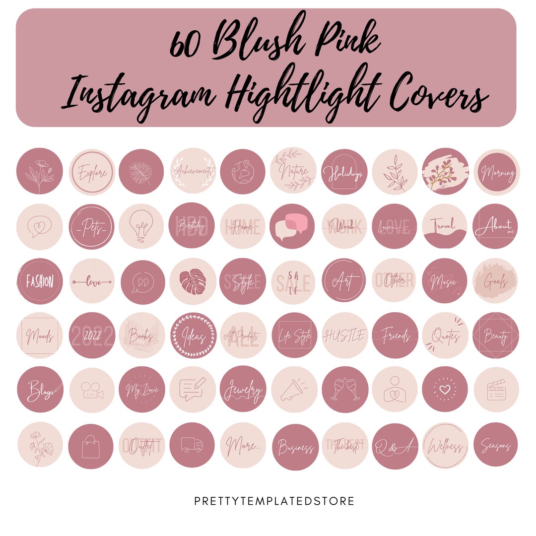 60 Blush Pink Instagram Highlight Covers Aesthetic Story - Etsy