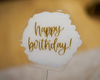 Caketopper acryl Happy Birthday | Kuchen | Kuchenstecker | personalisiert | Hochzeit | Geburtstag | Taufe | Babyshower | Kommunion