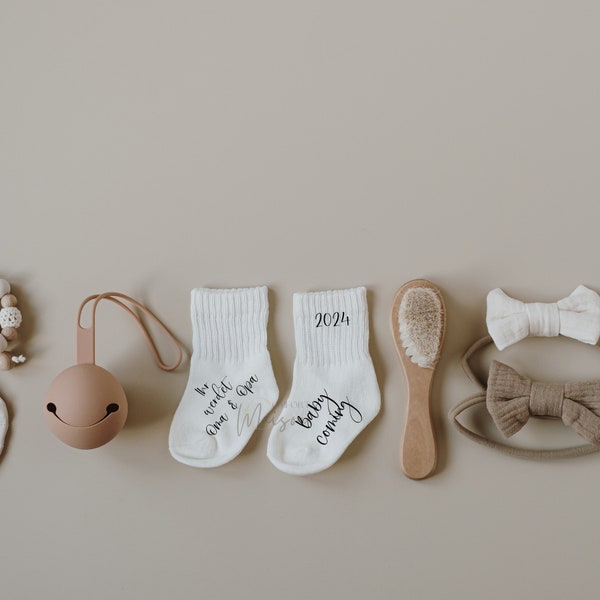 Babysocken Schwangerschaft verkünden I personalisierte Socken I Schwangerschaftsverkündung I Du wirst Papa I Baby 2024