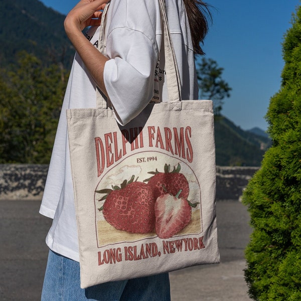 Delphi PJO Tote Bag, Delphi Strawberry Farms Tote Bag, Delphi Strawberry Service, Cottage Core Tote Bag, Blood Chronicles, The Olympians