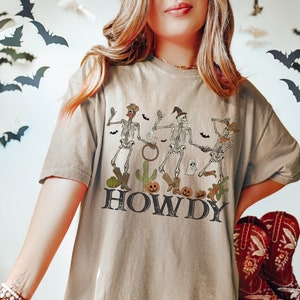 Comfort Colors® Western Dancing Skeletons Shirt, Boot Scootin Spooky, Cowgirl Skeleton, Cowgirl Halloween, Retro Halloween Shirt, Rodeo