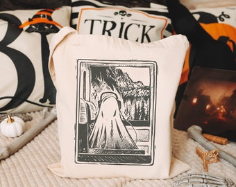 Sad Ghost Tote Bag | Trick Or Treat Bag, Spooky Tote Bag, Halloween Tote Bag, Witch Tote Bag, Canvas Tote Bag, Meme Tote Bag, Art Tote Bag