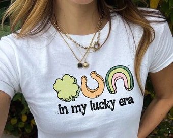 In My Luck Era Baby Tee 90's | Irish Gifts, Funny Irish, Cute St Patricks, Retro, Feeling Lucky, Lucky Charm, Lucky Girl Syndrome Shirt