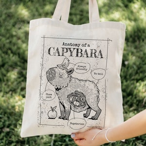 Anatomy Of Capybara Tote Bag | Ok He Pull Up Capybara | Ok I Pull Up Capybara | Cottage Core Gifts | Capybara Lover | Print | Tote Bag Books