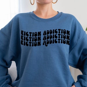 Fiction Addiction Crewneck Sweatshirt, Gifts For Book Lovers, Reading Gifts, Reading Sweatshirt, Shh I&#39;m Reading, Quotes About Reading, Ban