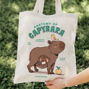 Anatomy Of Capybara Tote Bag | Ok He Pull Up Capybara | Ok I Pull Up Capybara | Cottage Core Gifts | Capybara Lover | Print | Tote Bag Books