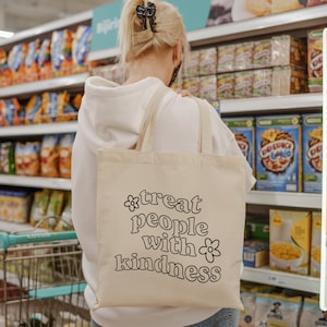 Treat People With Kindness Tote Bag | TPWK Tote Bag | Cute Tote Bag | Tote Bag Aesthetic | Tote Bag Teacher | Tote Bag Canvas | Gift For Her